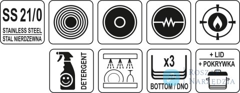 GARNEK NISKI Z POKRYWKĄ ZE STALI NIERDZEWNEJ 28X13 CM 8L. YATO GASTRO