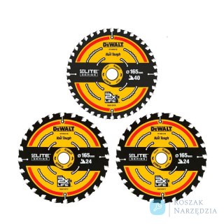 PIŁA TARCZOWA DO DREWNA ELITE 2*165MM 24Z + 165MM 40Z 3-PAK DEWALT