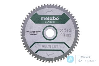 PIŁA TARCZOWA MULTI CUT CLASSIC 216*30MM Z60 METABO