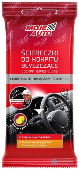 ŚCIERECZKI DO KOKPITU BŁYSZCZĄCE CYTRYNA 24SZT. MOJE AUTO