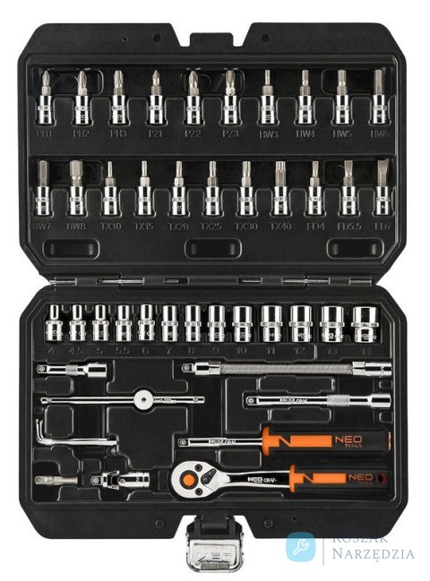 ZESTAW KLUCZY NASADOWYCH 1/4'' 46SZT NEO