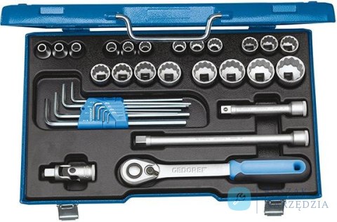 Zestaw nasadowy 1/2″ w calach amerykańskich, 31-części, D19WAU-20, GEDORE Zestaw nasadowy 1/2″ w calach amerykańskich, 31-części, D19WAU-20, GEDORE