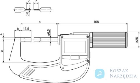 Mikrometr zewnętrzny cyfrowy, z powierzchniami pomiarowymi w kształcie ostrza 40 EWRi-S 0-25mm MAHR