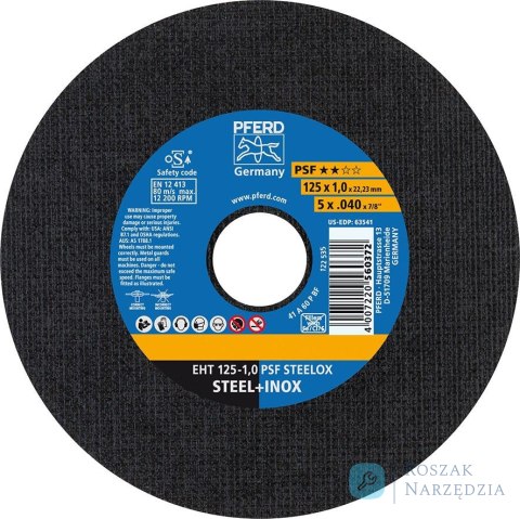 Tarcza do ciecia, prosta A60PPSF-INOX 115x1mm PFERD Tarcza do ciecia, prosta A60PPSF-INOX 115x1mm PFERD