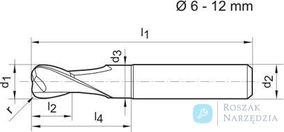 Frez torus.,dlugi,WN,VHM,Signum,2-ostrz.12/4mm GÜHRING