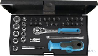 Zestaw nasadek 1/4", 12-kątnych, 37-czesciowy,D20KMU-20, GEDORE