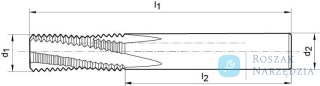 Frez do gwintów TMSP pelnoweglikowy TiCN,chwyt HA,chłodzenie  wew. 2xD M16 GÜHRING