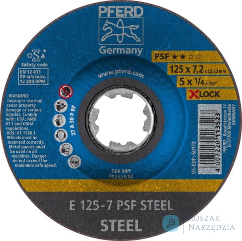 Tarcza do obrobki zgrubnej PSF X-LOCK STEEL 125x7mm Pferd Tarcza do obrobki zgrubnej PSF X-LOCK STEEL 125x7mm Pferd