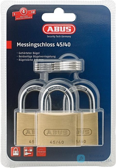 Kłódka mosiężna Quad-Pack SB 40 (4 sztuki) ABUS