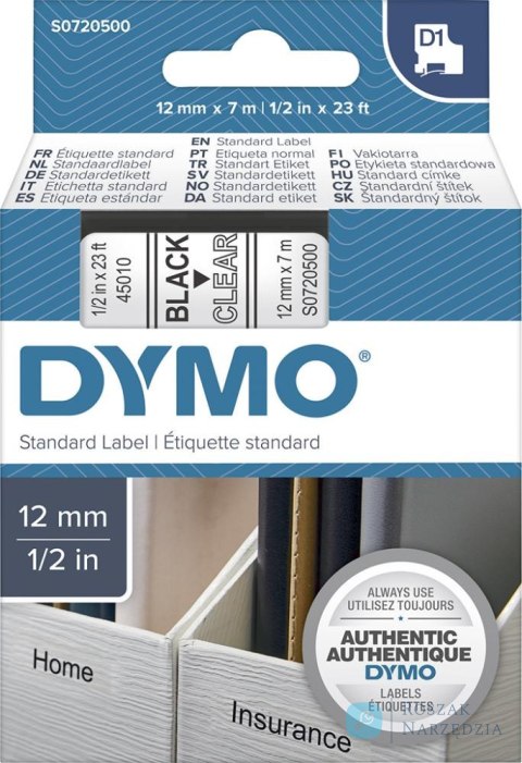 Taśma do drukarek etykiet D1 45016, czarna/niebieska 12mmx7m DYMO Taśma do drukarek etykiet D1 45016, czarna/niebieska 12mmx7m DYMO