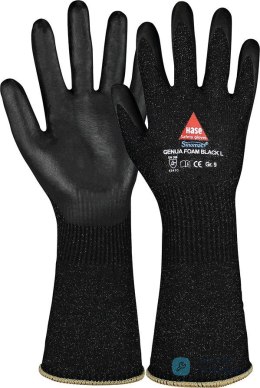 Rękawice chroniące przed przecięciem Genua Foam Black Long, rozmiar 8 Hase