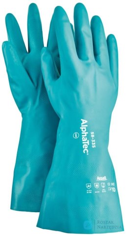Rękawice chemiczne AlphaTec 58-335 z połoką nitrylową, rozmiar 8 Ansell (12 par)