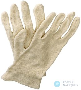 Rękawice z dżerseju Jilin, rozmiar męski, surowa biel (12 par)