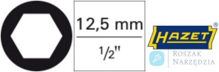 Zestaw nasadek udarowych z tulejką z tworzywa sztucznego 1/2", 6-kątnych, 3-cz. 903SPC/3 HAZET