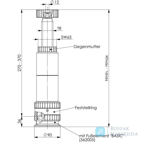 Podpórka śrubowa od systemu modułowego 6425S-406mm AMF