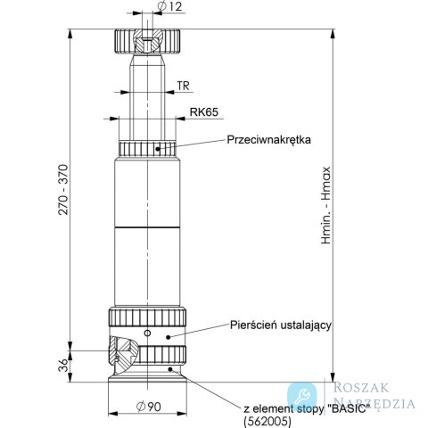 Podpórka śrubowa od systemu modułowego 6425S-406mm AMF