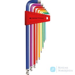 Zestaw kluczy trzpieniowych kątowych w uchwycie z tworzywa sztucznego 9-częściowy, 1,5-10mm Rainbow końcówka kulista PB Swiss Tools