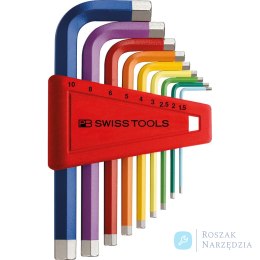 Zestaw kluczy trzpieniowych kątowych w uchwycie z tworzywa sztucznego 9-częściowy, 1,5-10mm Rainbow PB Swiss Tools
