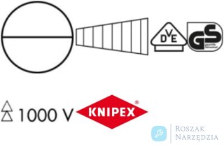 Szczypce wydłużone izolowane, VDE, 220mm, 98 62 02, KNIPEX