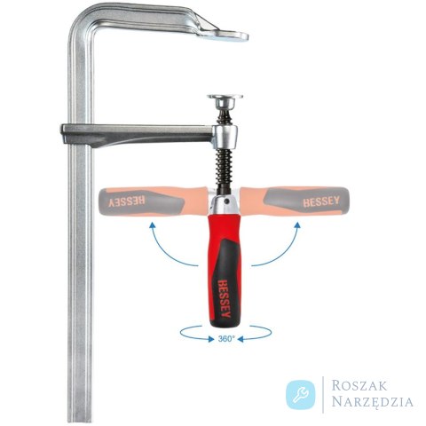 Ścisk śrubowy, stalowy z rękojeścią 2-kompon. 250x120mm rękoj.składana Bessey Ścisk śrubowy, stalowy z rękojeścią 2-kompon. 250x120mm rękoj.składana Bessey