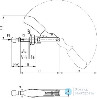 Docisk szybkomocujący czołowy z drążkiem przesuwnym 6840 wielkość  5 M27 AMF