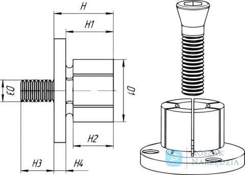 Trzpień mocujący XPA M6x14,20mm MITEE-BITE