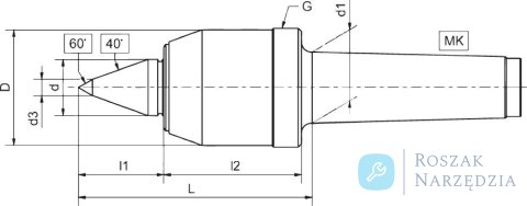 Kieł tokarski obrotowy z nakrętką wypychającą MK4 CONZELLA