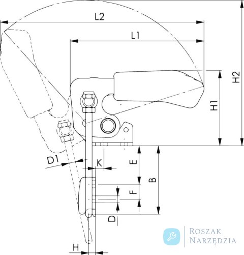 Docisk zaczepowy 6847V, pionowy, wielkosc 3 AMF Docisk zaczepowy 6847V, pionowy, wielkosc 3 AMF