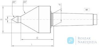 Kieł tokarski obrotowy, uniwersalny, z wydłużonym wierzchołkiem, długi MK4 CONZELLA