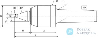Kieł tokarski obrotowy z nakrętką wypychającą MK2 CONZELLA
