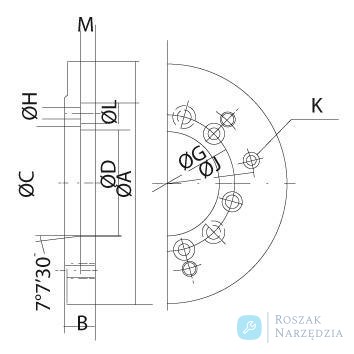 Kołnierz stalowy KK8 3B 220mm Kitagawa