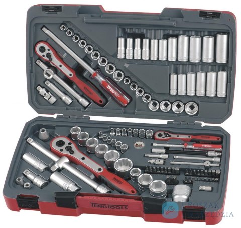 111-elementowy zestaw narzędzi nasadowych z chwytem kwadratowym 1/4", 3/8" i 1/2" Teng Tools TM111