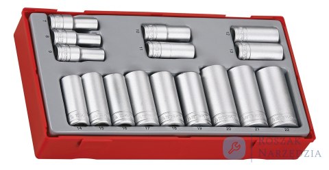 16-elementowy zestaw kluczy nasadowych z chwytem kwadratowym 3/8" Teng Tools TT3816