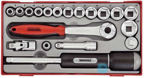 19-elementowy zestaw kluczy nasadowych z chwytem □ 3/8" Teng Tools TT3819