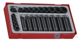 24-elementowy zestaw nasadek udarowych z chwytem kwadratowym 1/4" i 3/8" Teng Tools TT9024