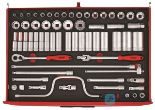 63-elementowy zestaw kluczy nasadowych z chwytem kwadratowym 1/2", Teng Tools TTESK63