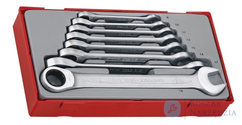 8-elementowy zestaw kluczy płasko-oczkowych zapadkowych Teng Tools TT6508RS