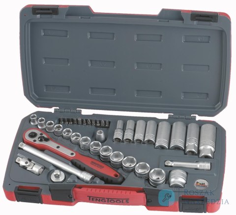 Zestaw narzędzi nasadowych z chwytem kwadratowym 3/8" Teng Tools T3839